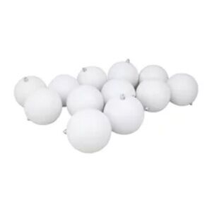 Northlight Shatterproof Winter White Glitter Ornaments 12 Count Plastic NIB
